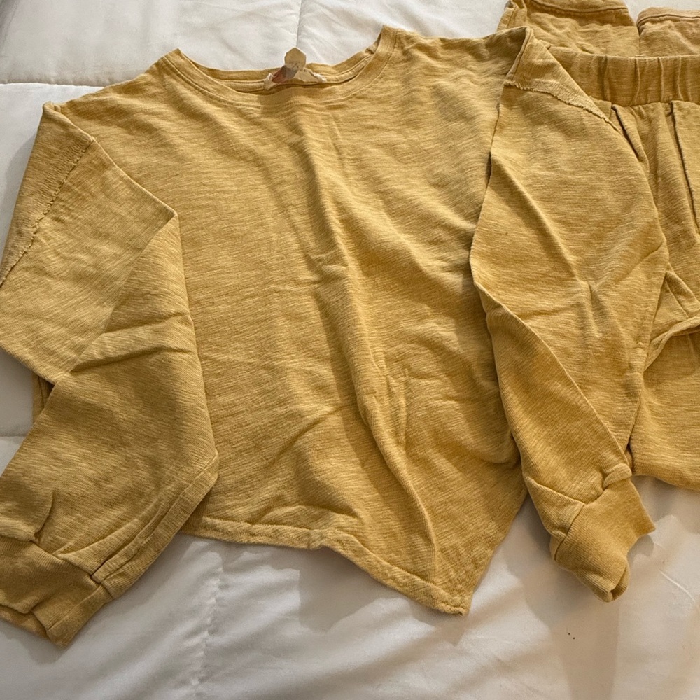 Free People Beach Yellow Long Sleeve Top and Pants Set